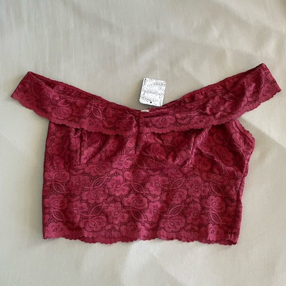 NWT Free People Lace Off the Shoulder Brami Bralette, Rouge (Marooon) - Picture 6 of 8